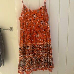 Urban Outfitters orange floral babydoll dress